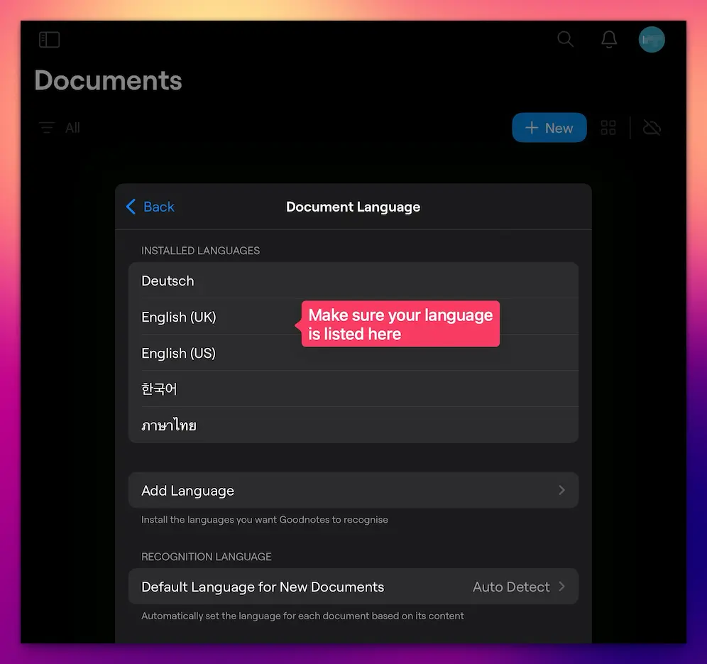 Make sure your app is using your preferred language