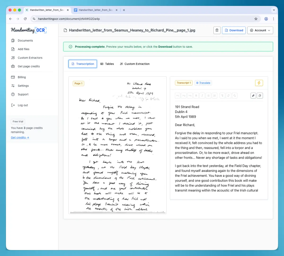 Handwriting OCR converts handwriting accurately and exports to Google Docs.