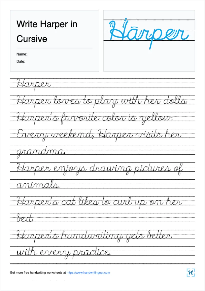 Write Harper in Cursive