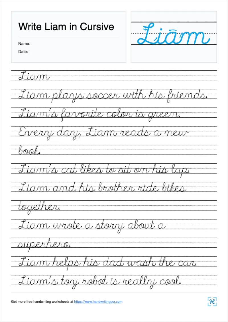 Write Liam in Cursive