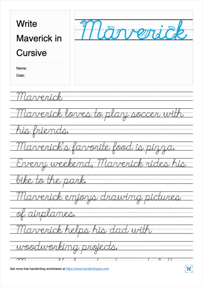 Write Maverick in Cursive