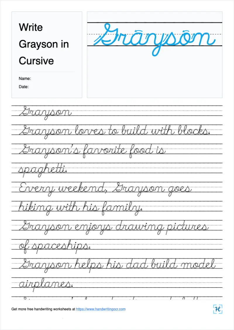 Write Grayson in Cursive
