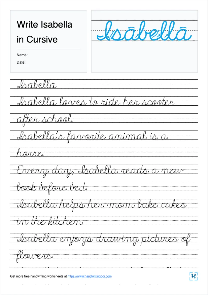 Write Isabella in Cursive