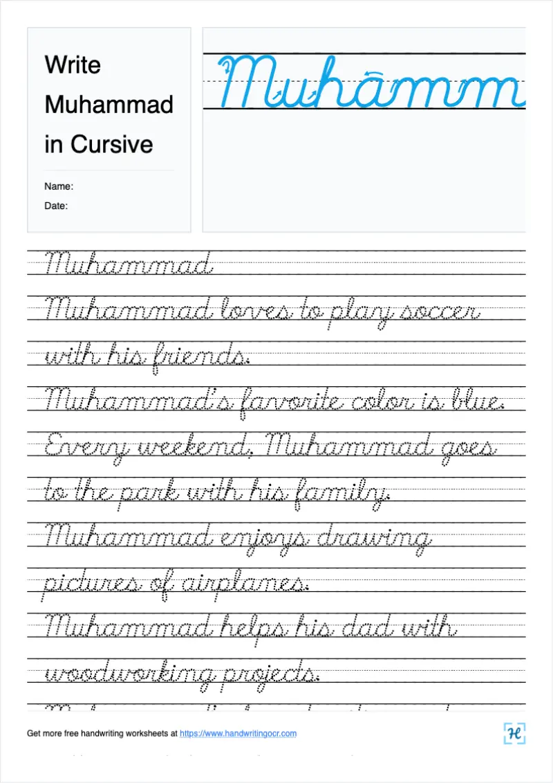 Write Muhammad in Cursive